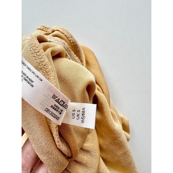 INTIMATELY FREE PEOPLE Kaya Gold Metallic Knit Jersey Keyhole Bodysuit, Size S - Picture 14 of 15